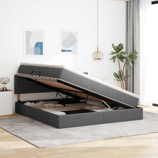 vidaXL R&uacute;m me&eth; geymslur&yacute;mi og d&yacute;nu me&eth; d&yacute;nu D&ouml;kk gr&aacute; 180 x 200 cm