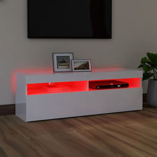 vidaXL Sj&oacute;nvarpssk&aacute;pur me&eth; LED H&aacute;glans Hv&iacute;tur 120x35x40 cm