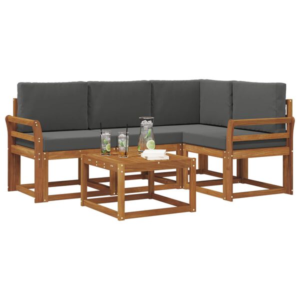 vidaXL &Uacute;ti s&oacute;fasett me&eth; p&uacute;&eth;i 5 pcs N&aacute;tt&uacute;rulegt og Antrac&iacute;t