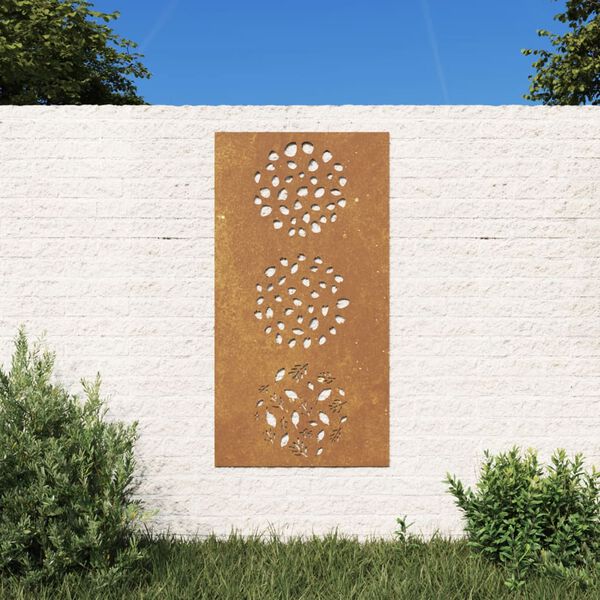 vidaXL Veggskreyting &iacute; Gar&eth;inn 105x55 cm Corten St&aacute;l Laufah&ouml;nnun