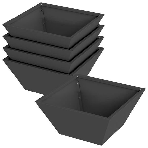 vidaXL Gar&eth;pl&ouml;ntukassi 5 pcs Svartur 35 x 35 x 15 cm Kalt ofi&eth; st&aacute;l