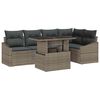 vidaXL Gar&eth;s&oacute;fa sett me&eth; p&uacute;&eth;i 6 pcs Gr&aacute;r p&oacute;l&yacute;rattan & Dufth&uacute;&eth;a&eth; st&aacute;l