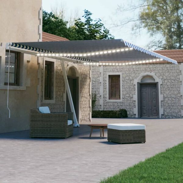 vidaXL sj&aacute;lfvirkt skyggni me&eth; LED&vindskynjara 500x300 cm Bl&aacute;r/Hv&iacute;tur