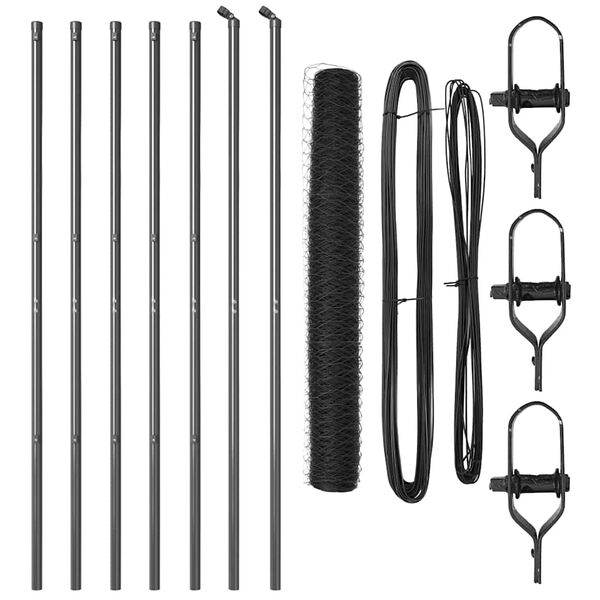 vidaXL Gir&eth;ingarp&oacute;stur Gr&aacute;r 10 x 1,2 m (50 mm net) St&aacute;l og PVC