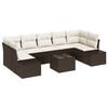 vidaXL Gar&eth;s&oacute;fa sett me&eth; p&uacute;&eth;i 8 pcs Br&uacute;nn p&oacute;l&yacute;rattan