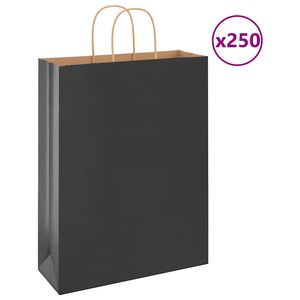 vidaXL Papp&iacute;rspokar 250 stk me&eth; Handf&ouml;ngum Svartir 32x12x42 cm