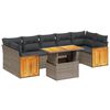 vidaXL 8 Hluta Gar&eth;s&oacute;fasett me&eth; Sessum Gr&aacute;r P&oacute;l&yacute;rattan