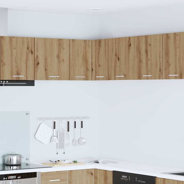 vidaXL Vegghengdur sk&aacute;pur Handverks eik og hv&iacute;t 57 x 57 x 40 cm