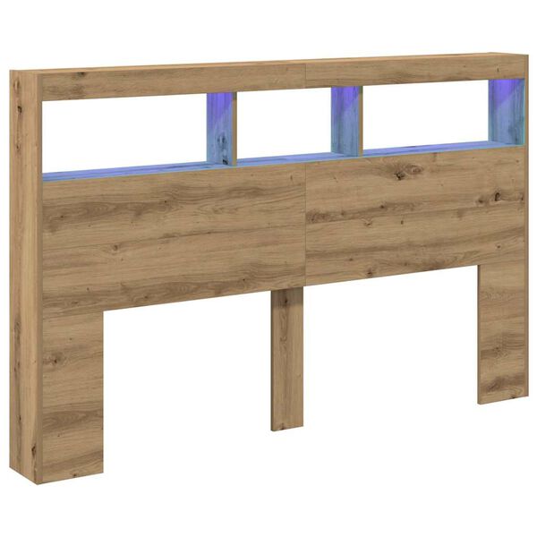 vidaXL H&ouml;fu&eth;gaflssk&aacute;pur me&eth; LED &THORN;rosku&eth; eik 160x17x102 cm