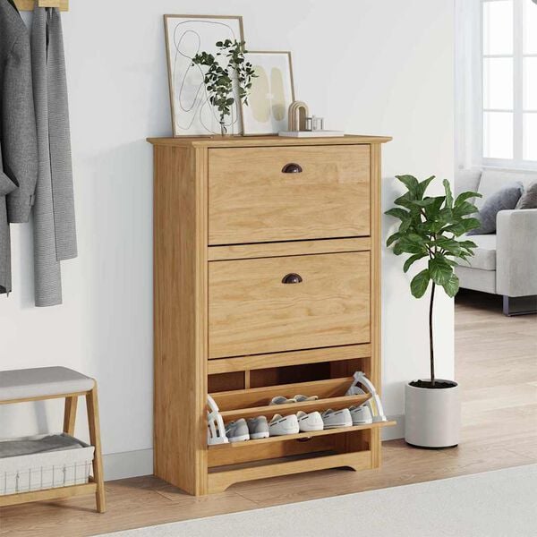 vidaXL Sk&oacute;sk&aacute;li BODO Hunangsbr&uacute;nn 80 x 35 x 118 cm Samsettur vi&eth;ur