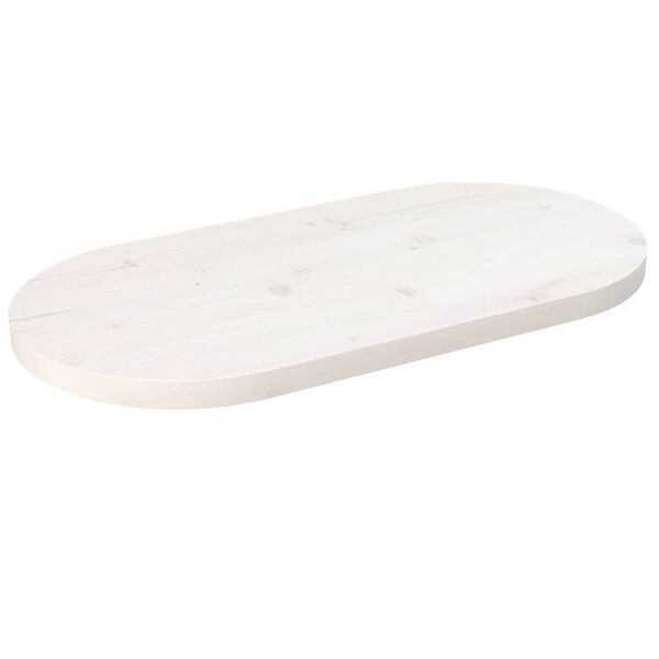 vidaXL Borðplata Hvít 60x30x2,5 cm Gegnheil Fura Sporöskjulaga