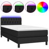 vidaXL H&oacute;lfa&eth; Springr&uacute;m me&eth; D&yacute;nu&LED Svart 90x190cm Tauefni