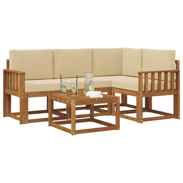 vidaXL &Uacute;ti s&oacute;fasett me&eth; p&uacute;&eth;i 5 pcs N&aacute;tt&uacute;rulegt og B&eacute;ig