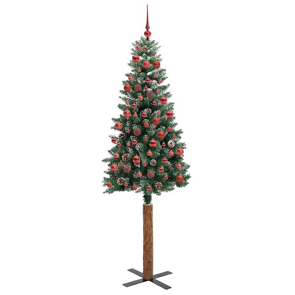 vidaXL Mj&oacute;tt j&oacute;latr&eacute; me&eth; 300 LED Gr&aelig;nn 180 cm PVC og solid furuvi&eth;