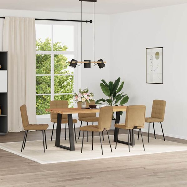 vidaXL bor&eth;stofust&oacute;lar 6 stk Brown Velvet