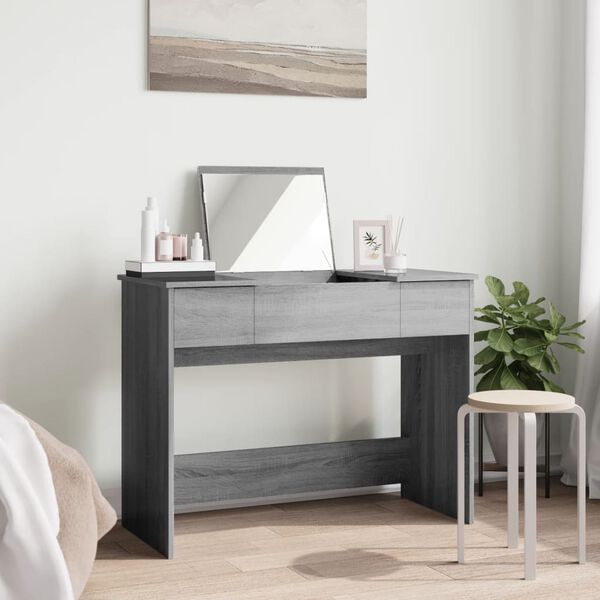 vidaXL Snyrtibor&eth; me&eth; Spegli Gr&aacute;ir Sonoma 100x45x76 cm