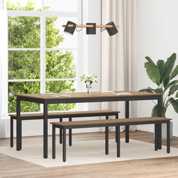 vidaXL Bekkur Listama&eth;ur Eik 160 x 35 x 45 cm Samsettur vi&eth;ur