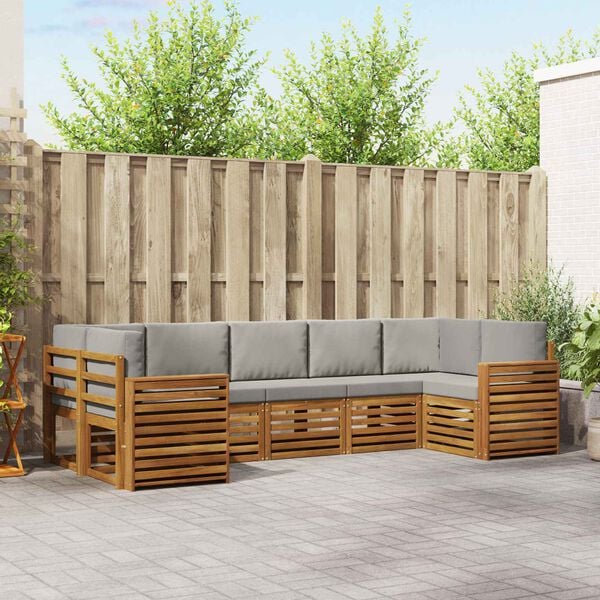 vidaXL Sofav&ouml;ruuppsettning me&eth; p&uacute;&eth;i 7 pcs N&aacute;tt&uacute;rulegt og Lj&oacute;st Gr&aacute;tt