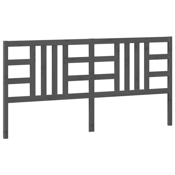 vidaXL Höfðagafl fyrir Rúm Grár 206x4x100 cm Gegnheil Fura