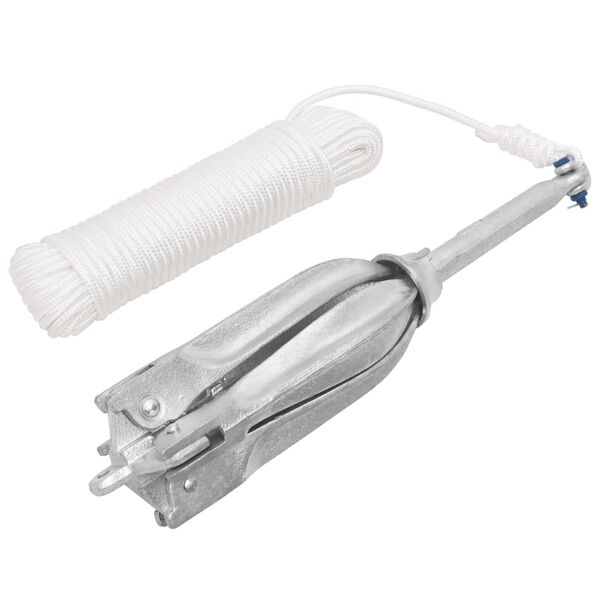 vidaXL Akkeri með Reipi Silfurlitað 12kg Heitgalvaniseruðu Steypujárni