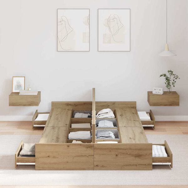 vidaXL R&uacute;mgrind me&eth; geymslur&yacute;mi me&eth; h&ouml;fu&eth;gafl Artisan Eik 120 x 190 cm