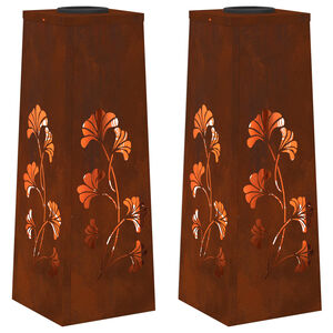 vidaXL S&oacute;lar LED st&iacute;gslj&oacute;s 2 pcs Corten st&aacute;l Corten st&aacute;l