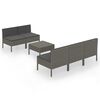 vidaXL 6 Hluta Gar&eth;s&oacute;fasett me&eth; S&aelig;tisp&uacute;&eth;um P&oacute;l&yacute;rattan Gr&aacute;tt