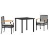 vidaXL Gar&eth;ur bor&eth;sett me&eth; p&uacute;&eth;i 3 pcs Svartur Rattan