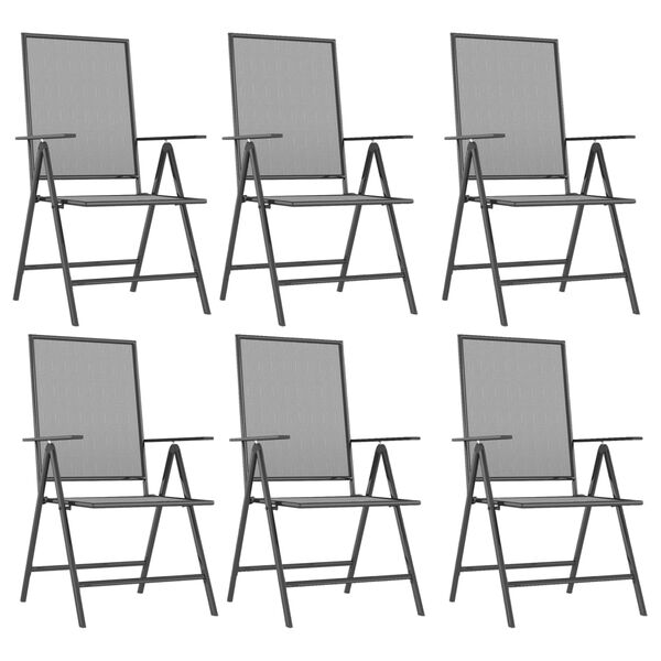 vidaXL 7 Hluta Garðborðstofusett Reykgrár Stál