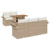 vidaXL Gar&eth;s&oacute;fa sett me&eth; p&uacute;&eth;i 6 pcs Beige og krem p&oacute;l&yacute;rattan