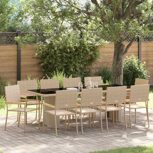vidaXL Gar&eth;ur bor&eth;sett 11 pcs Drapplita&eth;ur p&oacute;l&yacute;rattan