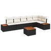 vidaXL Gar&eth;s&oacute;fa sett me&eth; p&uacute;&eth;i 7 pcs Svartur Poly rattan