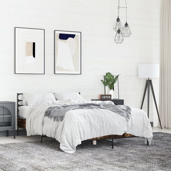 vidaXL R&uacute;mgrind &aacute;n D&yacute;nu Reykt&oacute;na Eikarlitur 140x190 cm