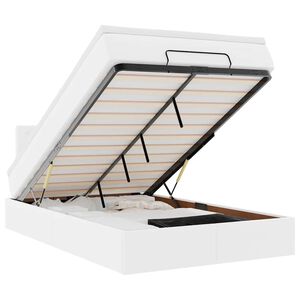 vidaXL Ottoman R&uacute;m me&eth; D&yacute;num og LED Hreinhv&iacute;tt 120x190cm Gervile&eth;ur