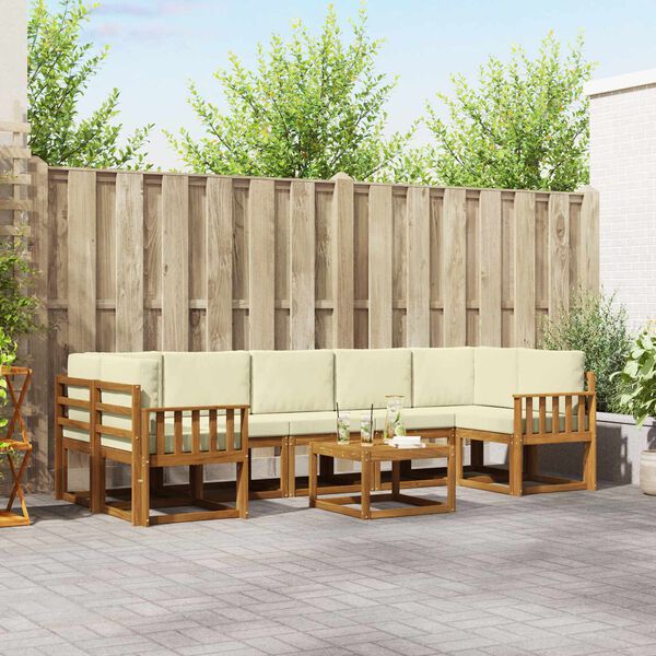 vidaXL &Uacute;ti s&oacute;fasett me&eth; p&uacute;&eth;i 8 pcs N&aacute;tt&uacute;rulegt og Krem