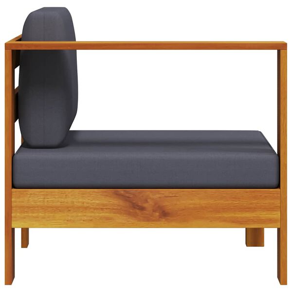 vidaXL Miðsófi með 1 Armpúða Dökkgrár Gegnheill Akasíuviður