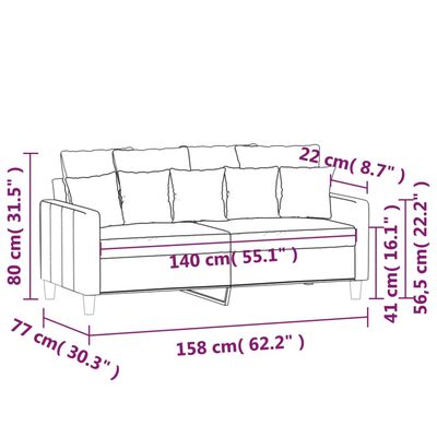 vidaXL 2-Sæta Sófi Brúnn 140 cm Flauel