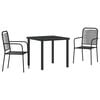 vidaXL Gar&eth;ur bor&eth;sett 3 pcs Svartur Dufth&uacute;&eth;a&eth; st&aacute;l