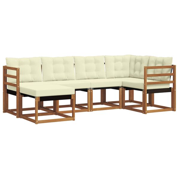 vidaXL &Uacute;ti s&oacute;fasett me&eth; p&uacute;&eth;i 6 pcs N&aacute;tt&uacute;rulegt og Krem