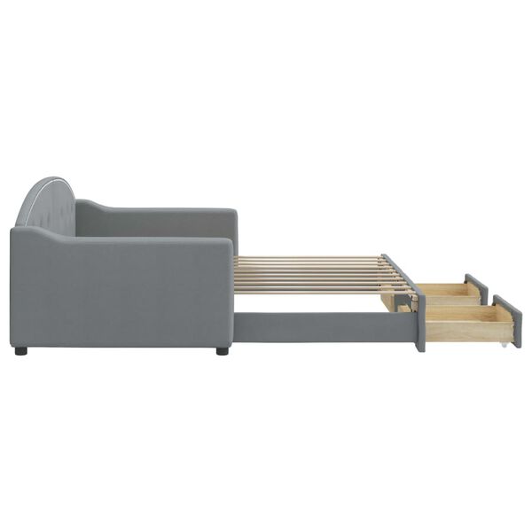 vidaXL Svefns&oacute;fi me&eth; Hj&oacute;lapl&ouml;tu og Sk&uacute;ffum Lj&oacute;sgr&aacute;r 90x190 cm Efni