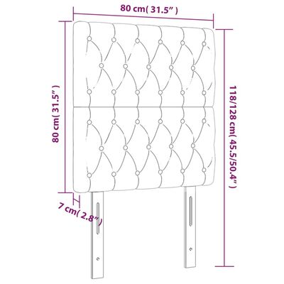 vidaXL LED höfuðgafl Dökkgrátt 80x7x118/128 cm Efni