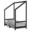 vidaXL Barnar&uacute;mgrind Svartur 70x140 cm Gegnheil Fura