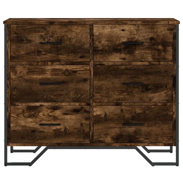 vidaXL Kommóða Reyktóna Eik 91x35,5x74,5 cm Samsettur Viður