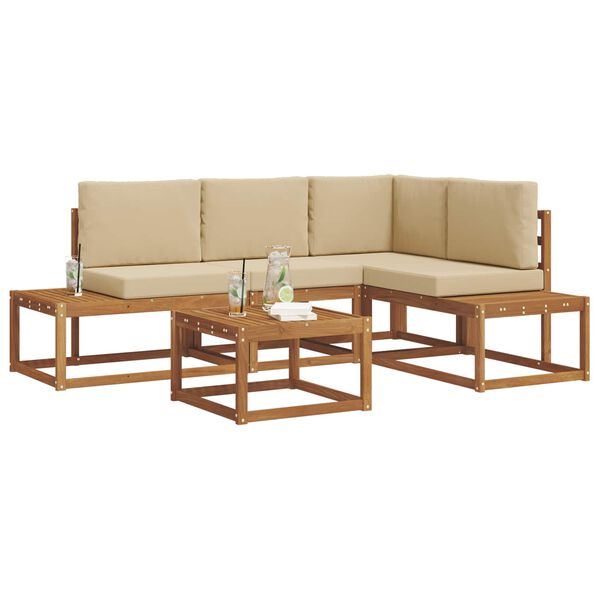 vidaXL &Uacute;ti s&oacute;fasett me&eth; p&uacute;&eth;i 5 Stykki N&aacute;tt&uacute;rulegt og B&eacute;ig