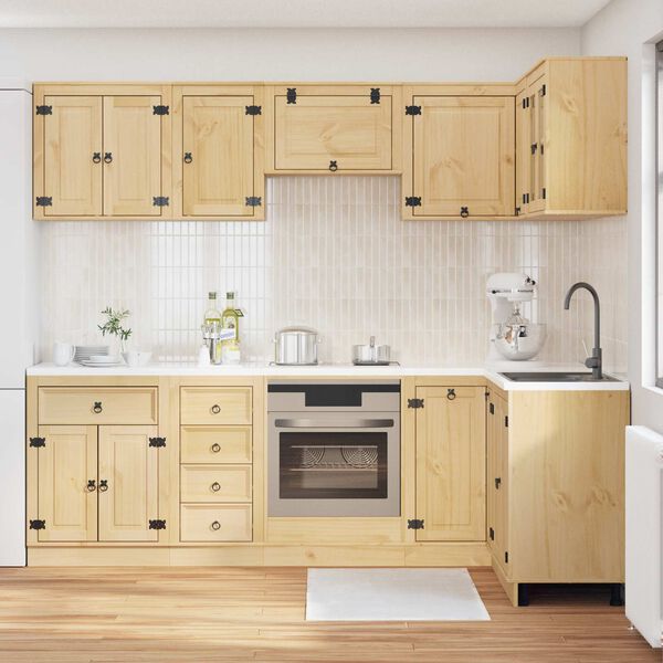 vidaXL Cabinet me&eth; sk&uacute;ffu SKI 10 pcs Hunangsbjartur Solid furuhikk