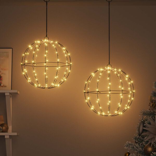 vidaXL Boltinn me&eth; 192 LED 2 pcs Hl&yacute;r hv&iacute;tur 32 cm metal