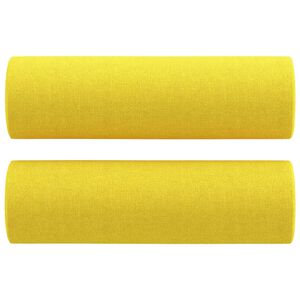 vidaXL Skrautpúðar 2 stk. Ljósgult Ø15x50 cm Tauáklæði