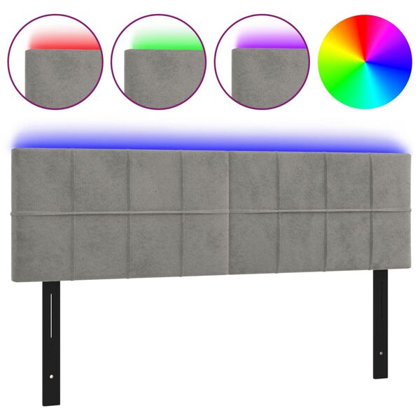 vidaXL LED H&ouml;f&eth;agafl 144x5x78/88 cm Lj&oacute;sgr&aacute;tt Flauel