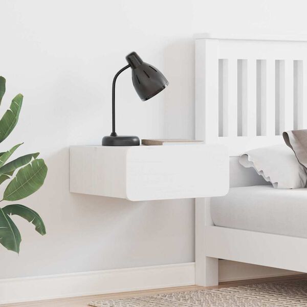 vidaXL N&aacute;ttbor&eth; me&eth; sk&uacute;ffu Hv&iacute;tt 39 x 34 x 16,5 cm Gegnheil fura