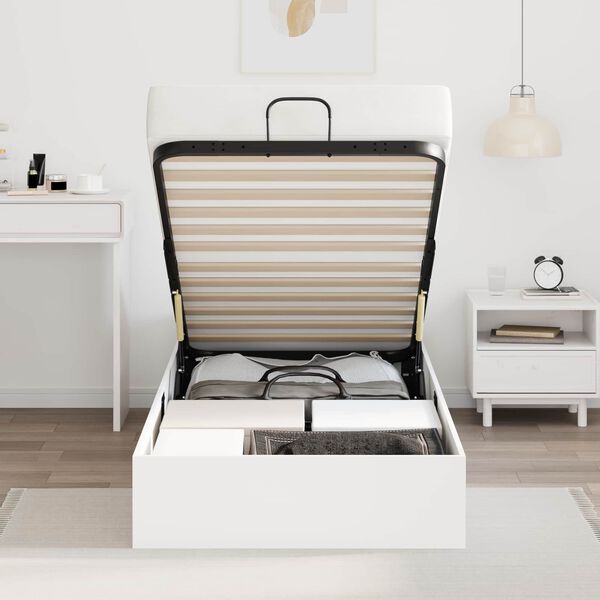 vidaXL Ott&oacute;man s&aelig;ngurrammi Hv&iacute;t 80,5 x 200 cm Verkefnavi&eth;ur